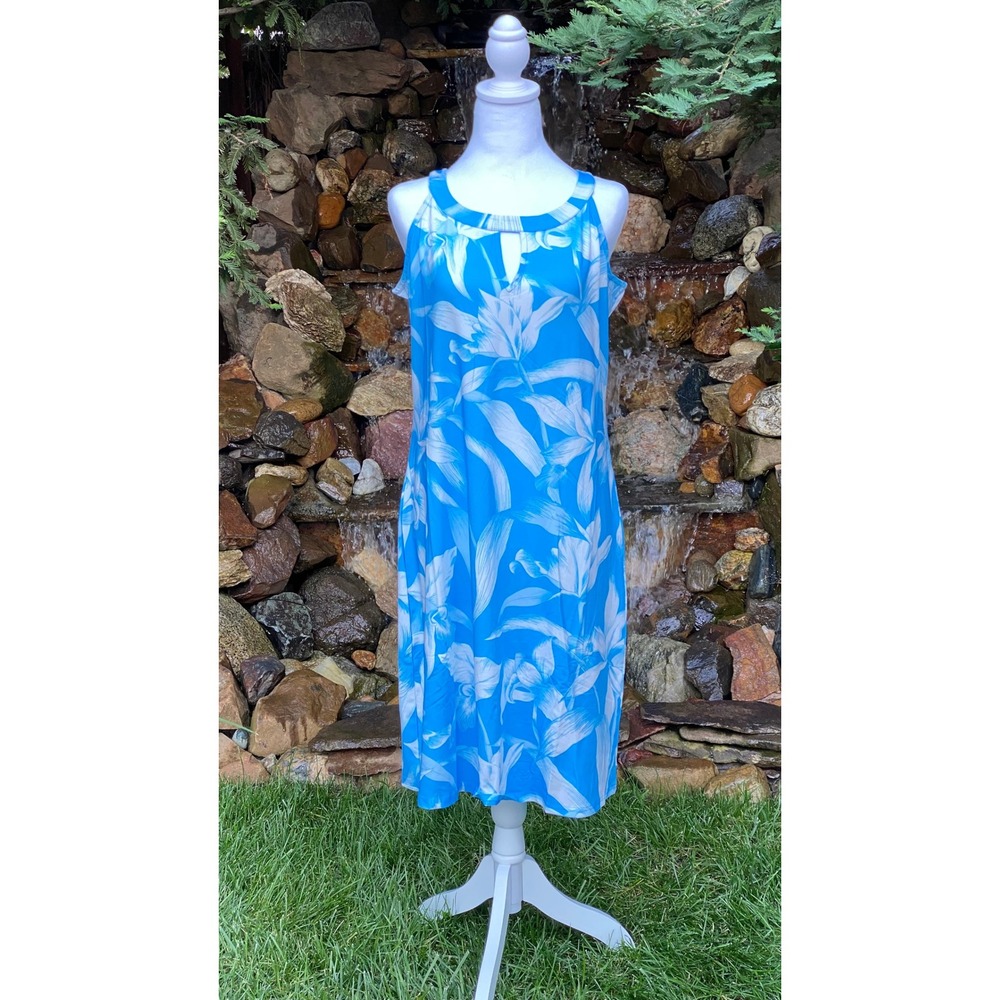 Banana Boat Sundress Size Medium New With Tags Light Blue Orchid Floral BB858